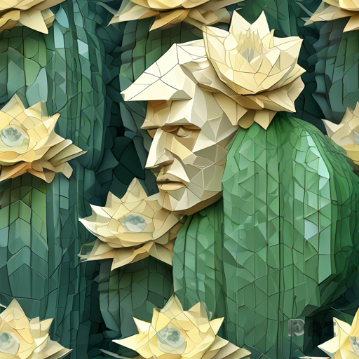 Fusion between Grisaille and Thick impasto, Stunning Portrait art in the style of van gogh model looking at a cactus flower bloom