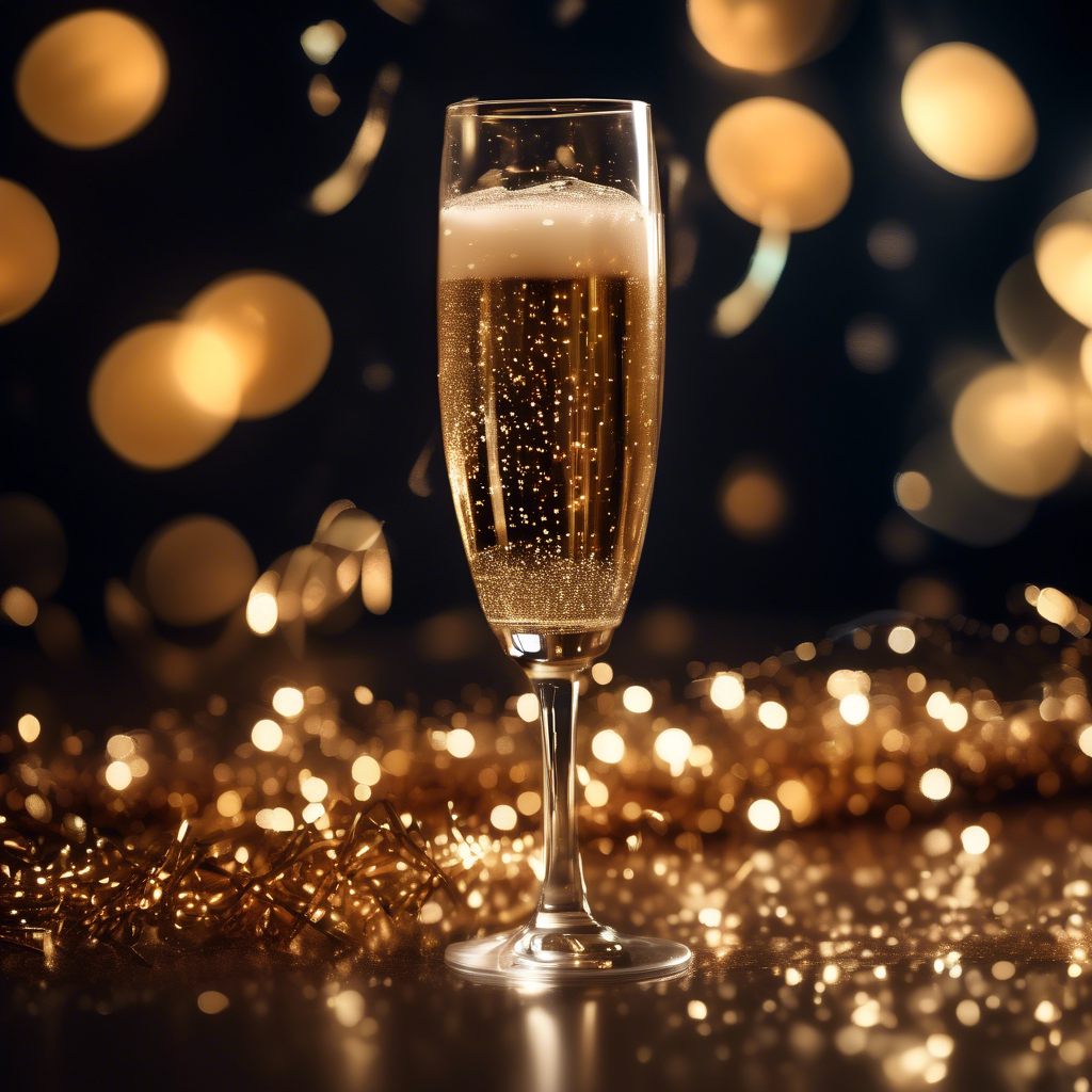 2 Happy New Year Champaign Glass, Sony Alpha α7, ISO1900, volumetric lighting,