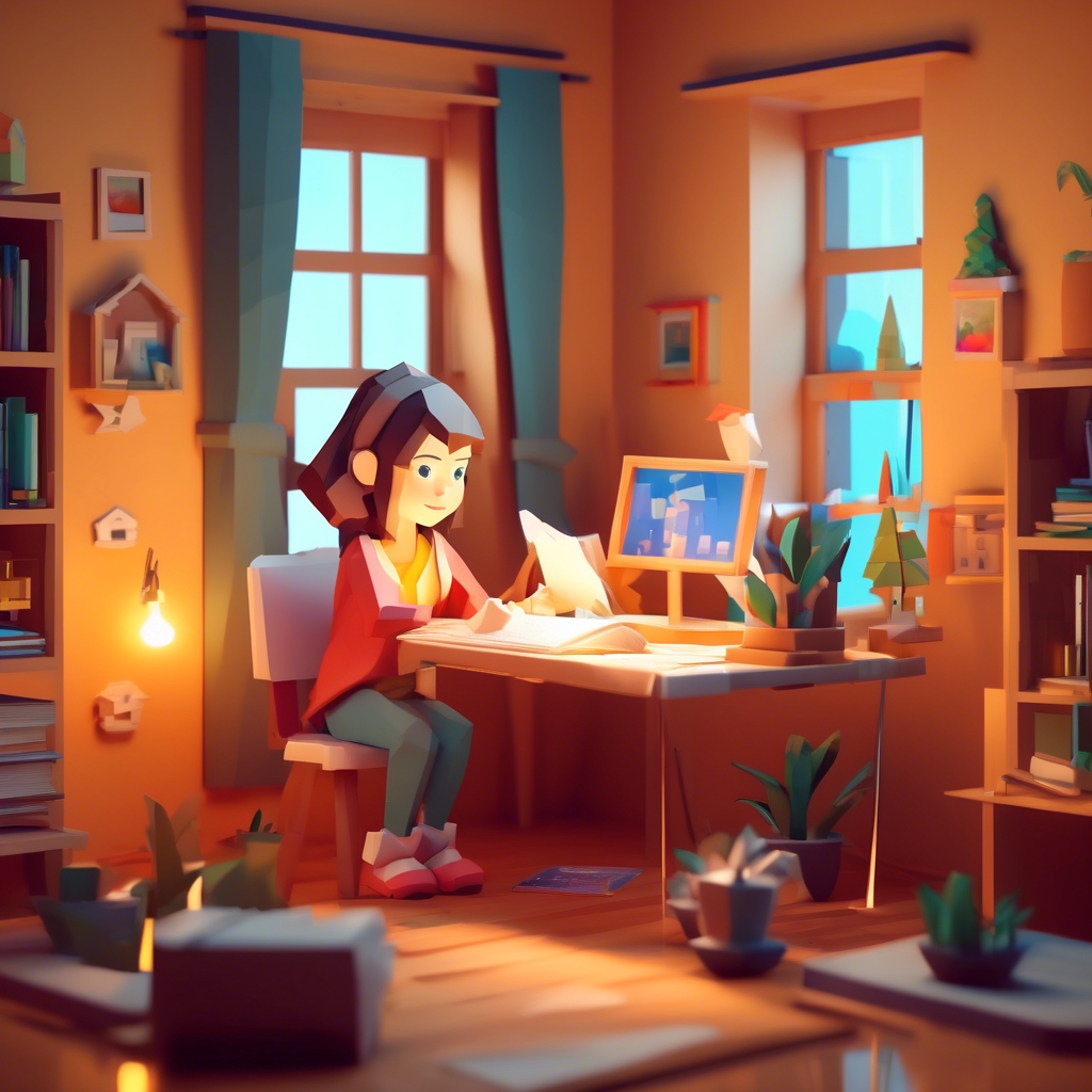 girl studying in happy home 8k