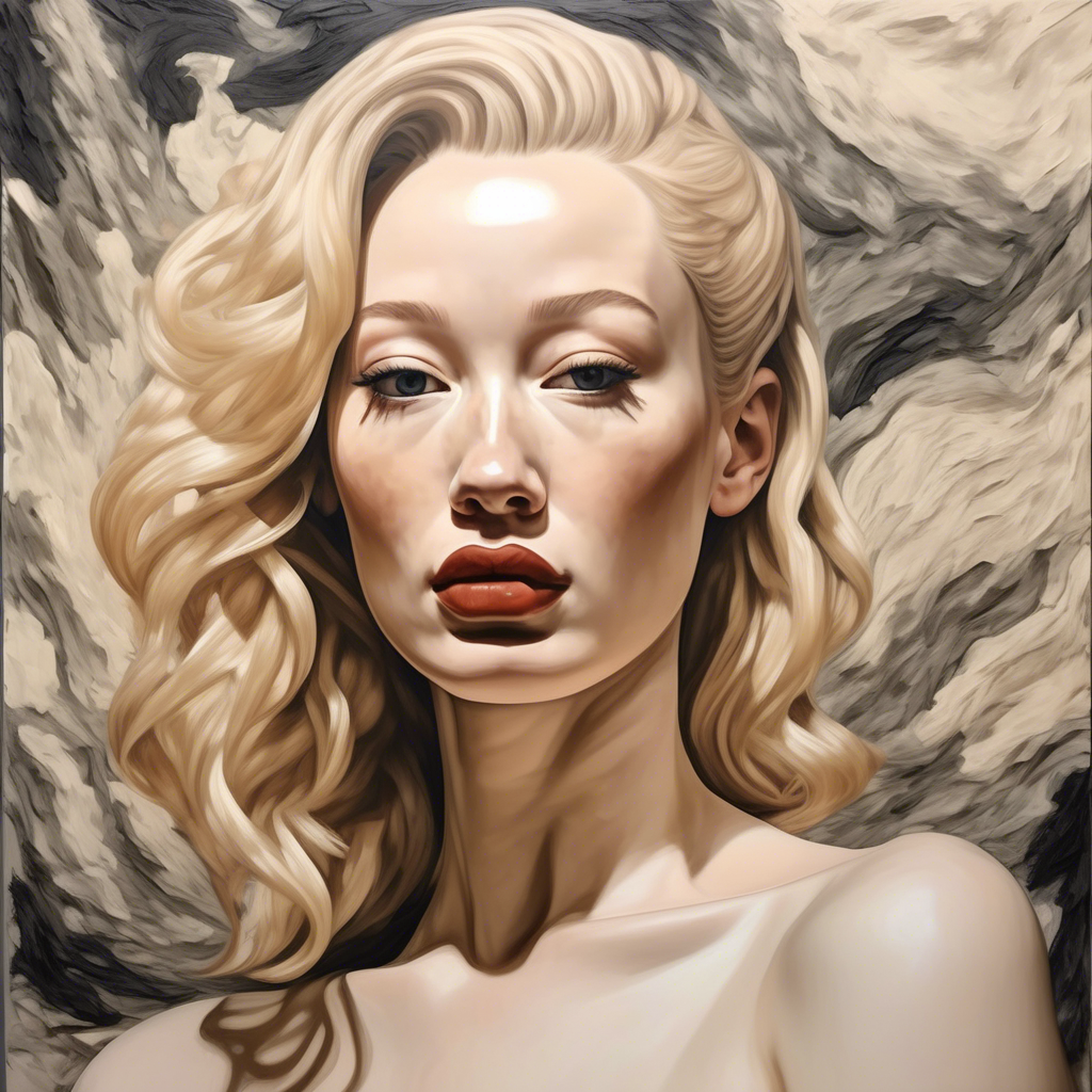super fine Grisaille and super fine impasto, Stunning Portrait of body Iggy Azalea skin