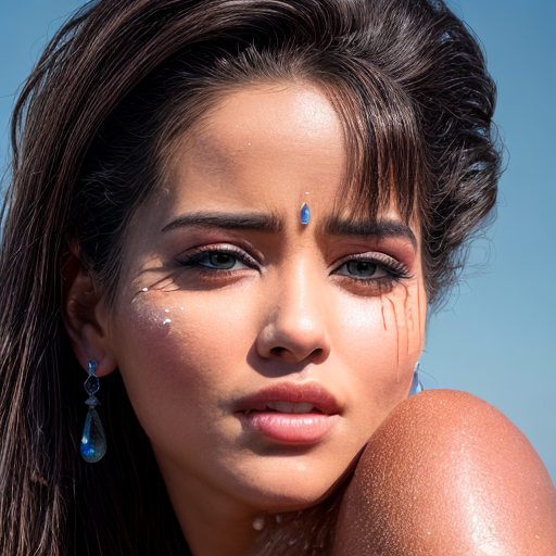 ultra realistic close up portrait of a beautiful female water dripping on face,  hyper detail, Canon EOS R3, nikon, f/1.4, ISO 200, 1/160s, 8K, RAW, unedited, symmetrical balance, in-frame, 8K
