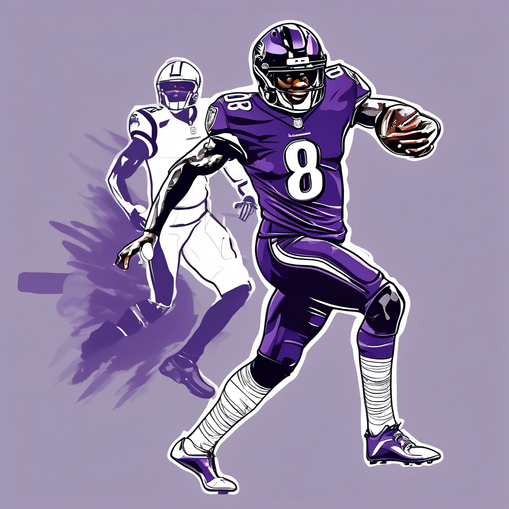 nfl player lamar jackson jersey #8 winning the superbowl championship throwing a long hail mary