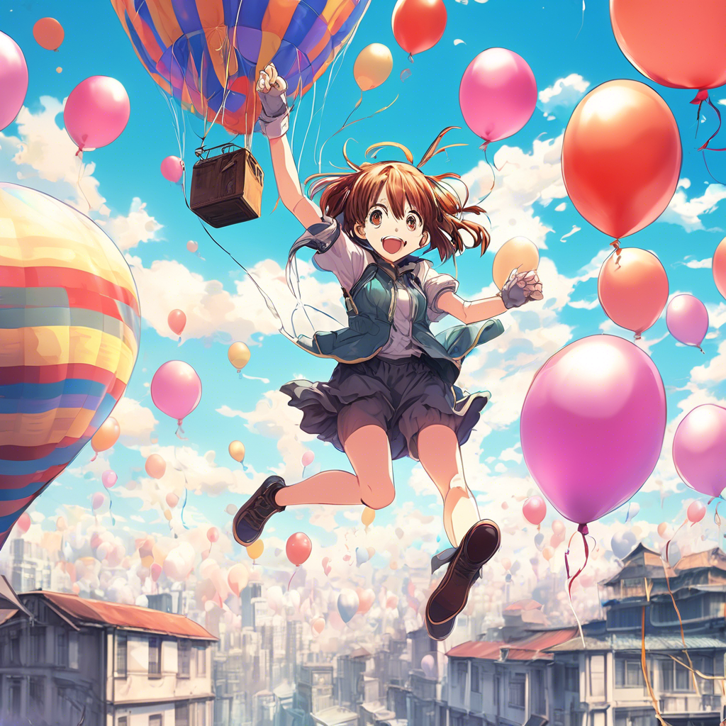 girl jumping into a balloon