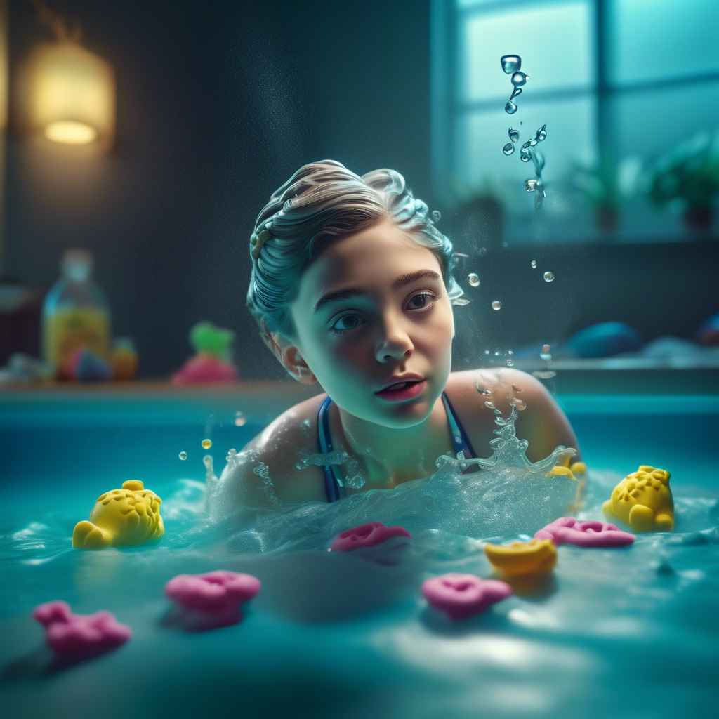 girl swimming in glass of water hyperrealistic, full body, detailed clothing, highly detailed, cinematic lighting, stunningly beautiful, intricate, sharp focus, f/1. 8, 85mm, (centered image composition), (professionally color graded), ((bright soft diffused light)), volumetric fog, trending on instagram, trending on tumblr, HDR 4K, 8K