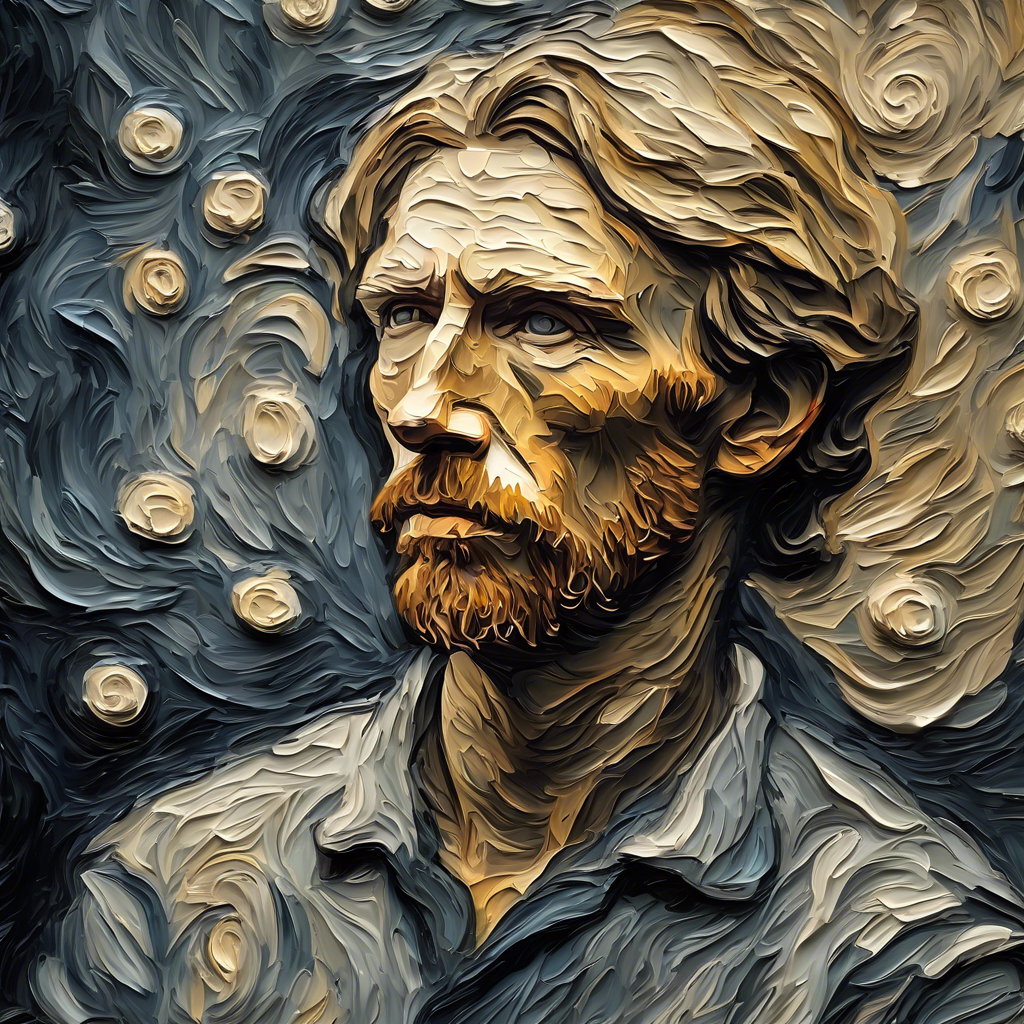 Fusion between Grisaille and Thick impasto, Stunning Portrait art in the style of van gogh