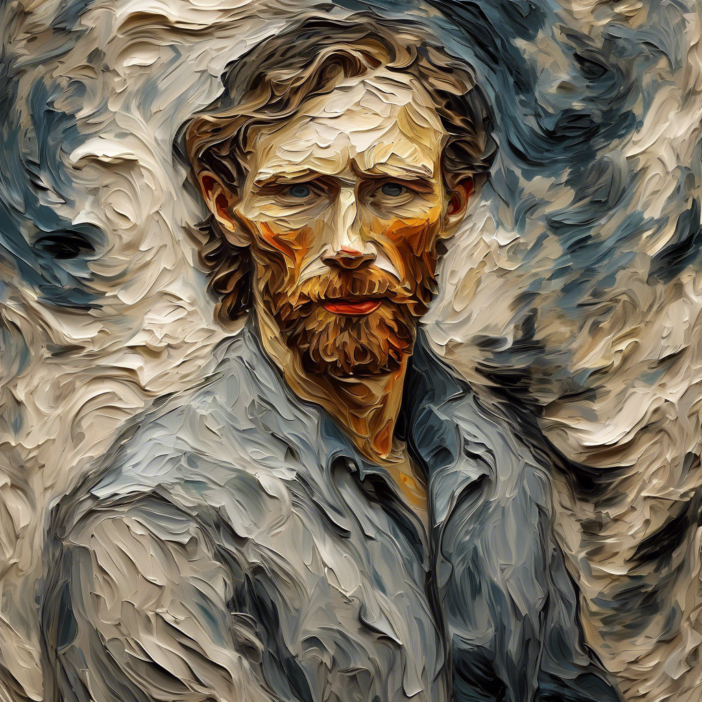 Fusion between Grisaille and Thick impasto, Stunning Portrait art in the style of van gogh