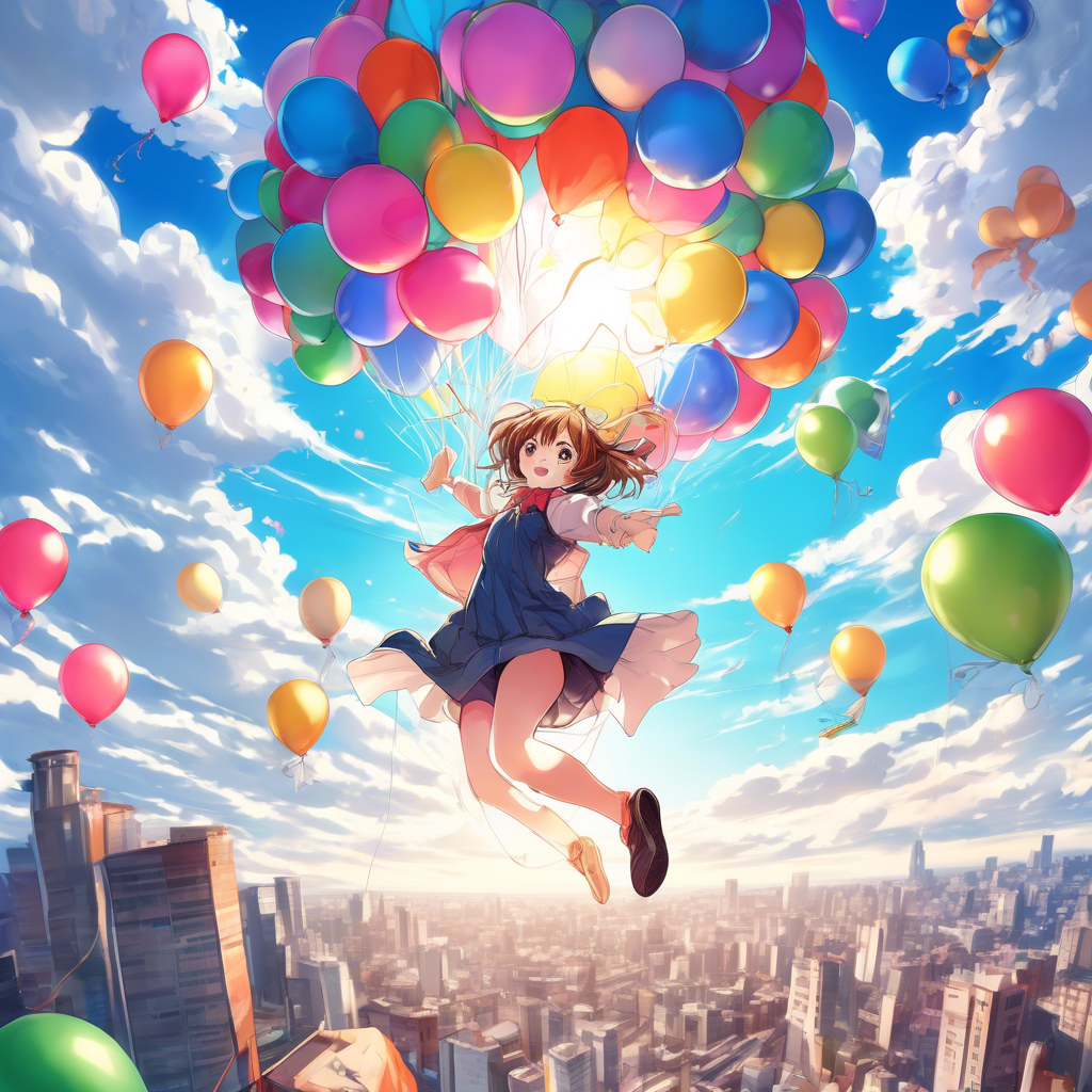 girl jumping into a balloon