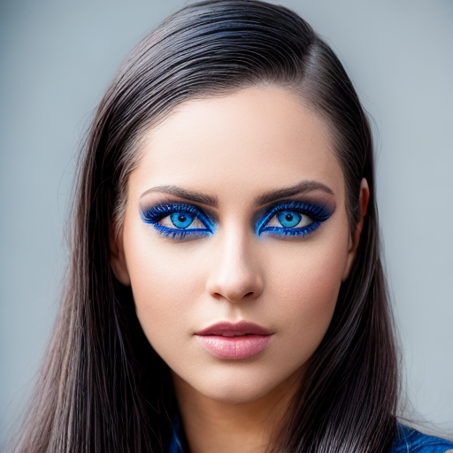 ultra realistic close up portrait of a beautiful female with heavy black eyeliner)), blue eyes, shaved side haircut, hyper detail, Canon EOS R3, nikon, f/1.4, ISO 200, 1/160s, 8K, RAW, unedited, symmetrical balance, in-frame, 8K