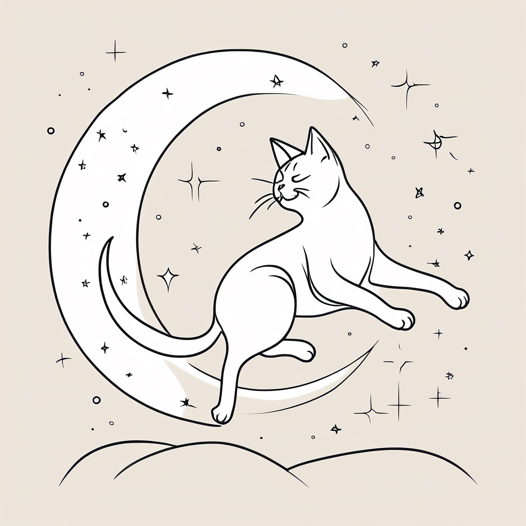 cat jumping into the moon