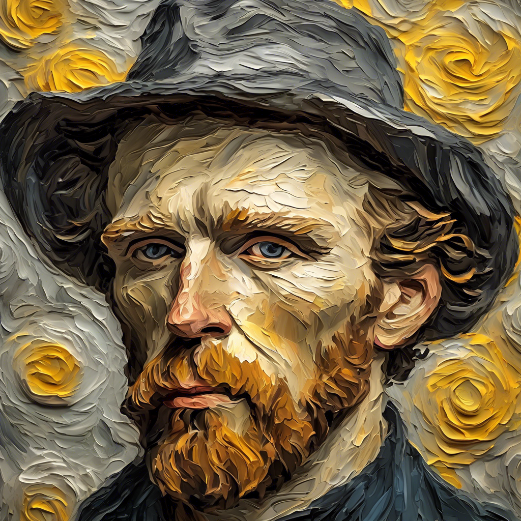 Fusion between Grisaille and Thick impasto, Stunning Portrait art in the style of van gogh