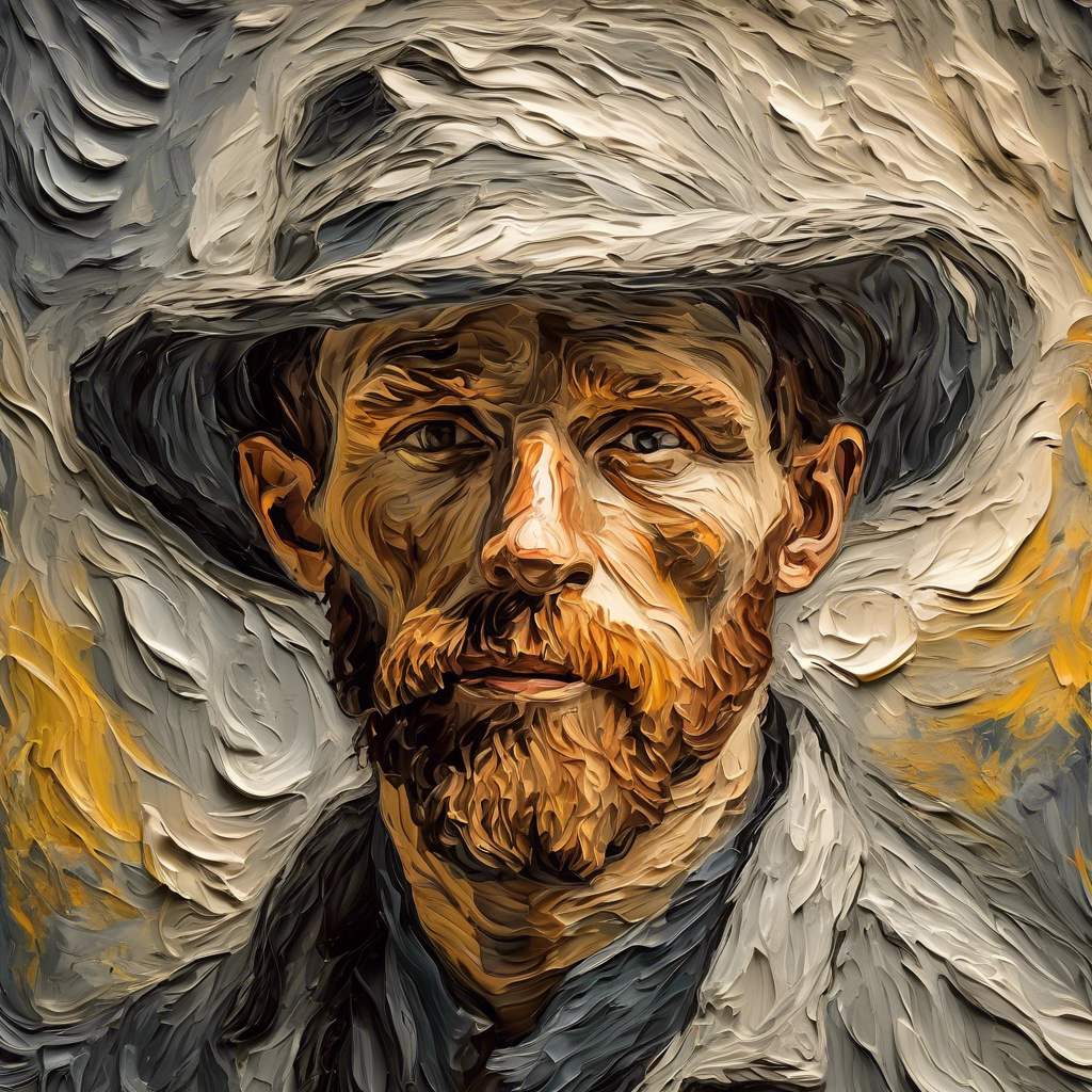 Fusion between Grisaille and Thick impasto, Stunning Portrait art in the style of van gogh