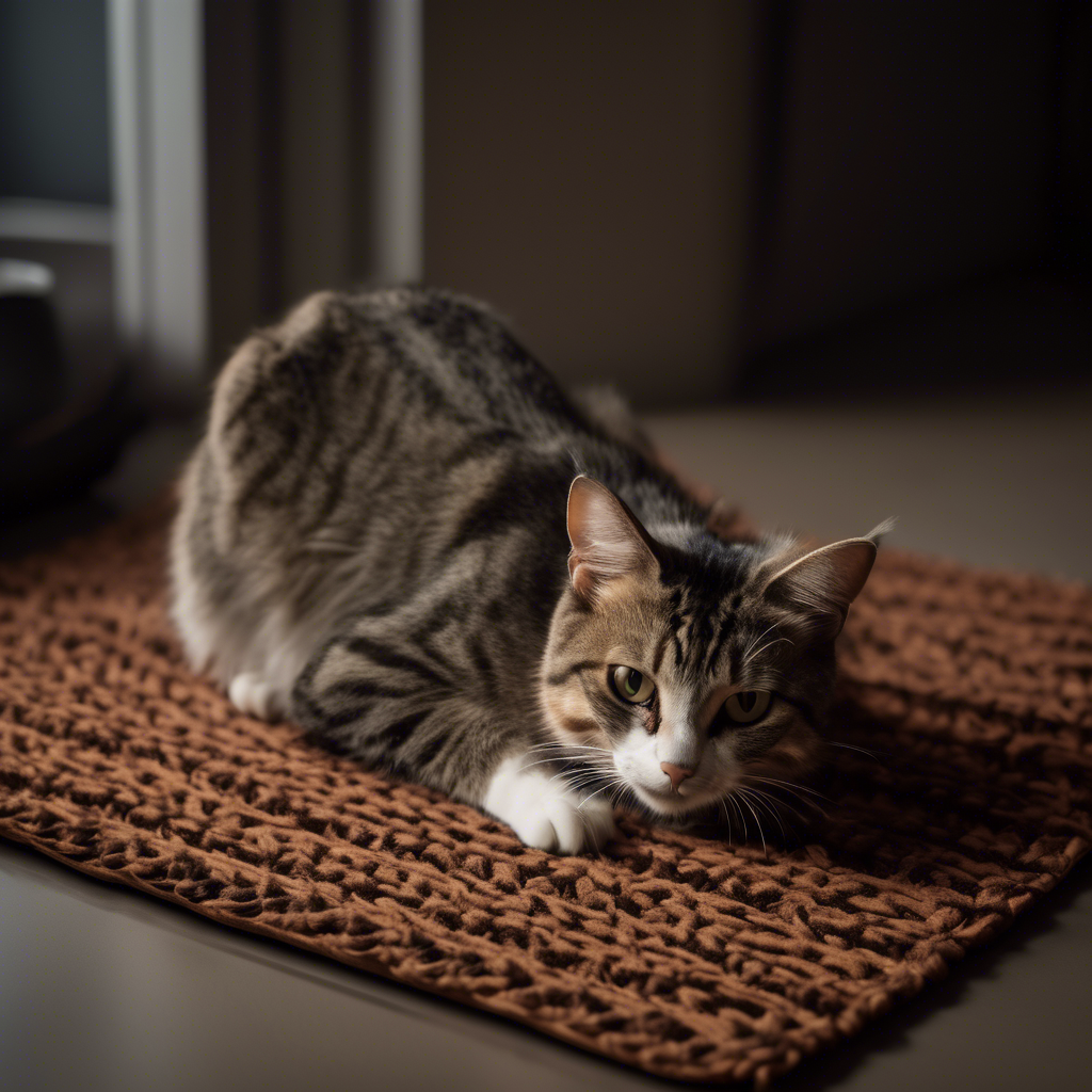 a cat on a mat, Sony Alpha α7, ISO1900, volumetric lighting,