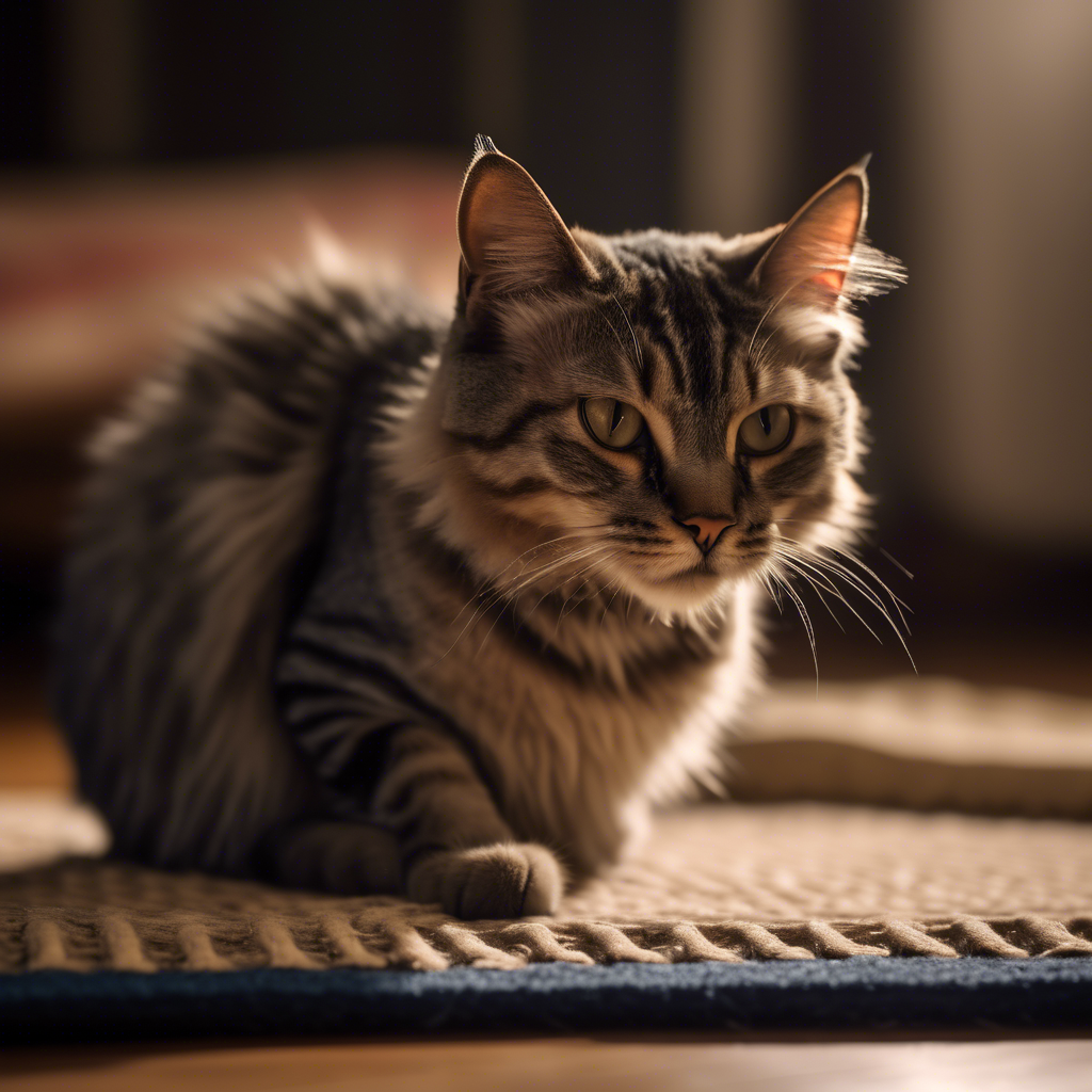 a cat on a mat, Sony Alpha α7, ISO1900, volumetric lighting,
